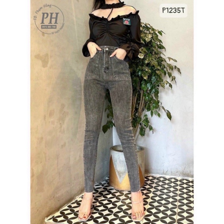 [ XẢ SỐC] Quần jeans ôm body lưng siêu cao TÚI DÀI