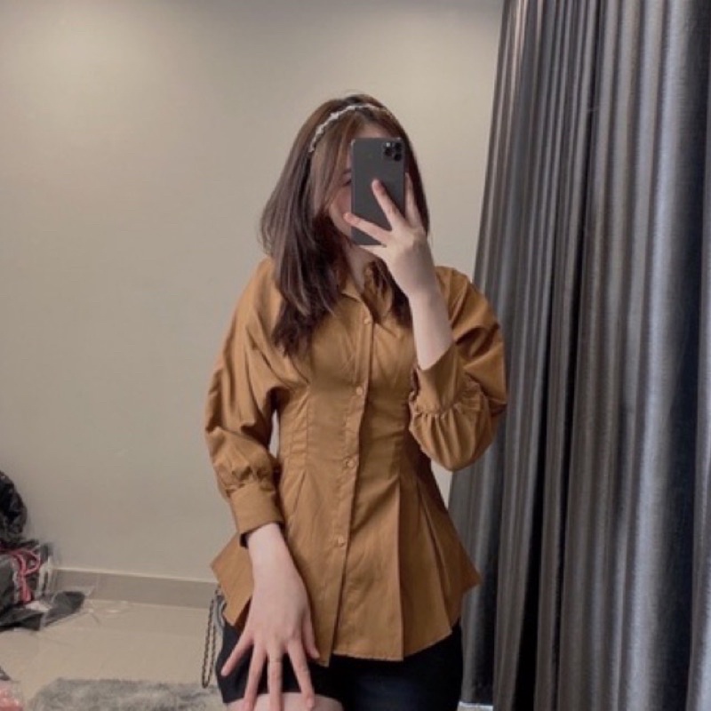 SƠ MI NHÚN EO XẾP LY TAY BỒNG XINH SMCL33