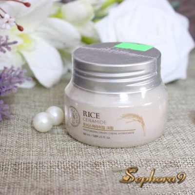 Kem dưỡng TFS Rice Ceramide Moisturizing Cream The Face Shop chiết xuất từ gạo lành tính 50ml