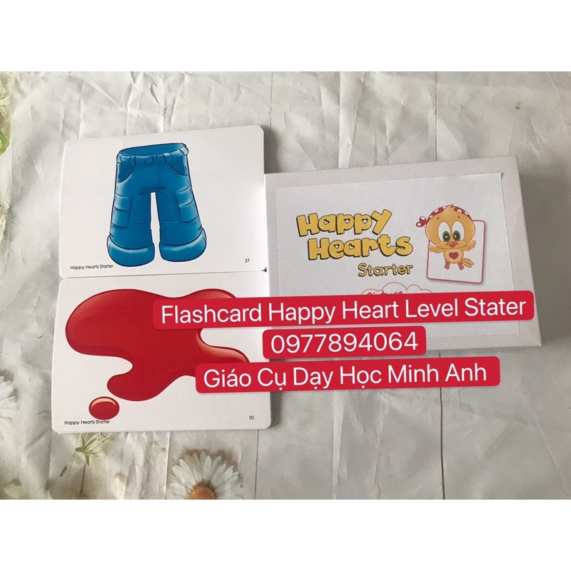 FLASHCARDS HAPPY HEART STARTER - SIZE  A5- 2 MẶT - Level starter- C300 cán bóng