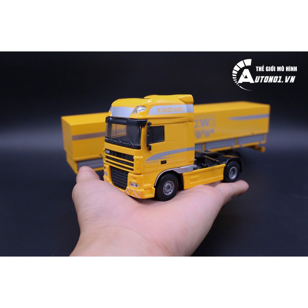 MÔ HÌNH XE ĐẦU KÉO CONTAINER VÀNG 1:50 KAIDIWEI 1473