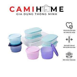  Bộ hộp bảo quản Mini Cutie Tupperware 8 hộp nhựa nguyên sinh an toàn hộp trữ đông mát thức ăn dặm cho bé 