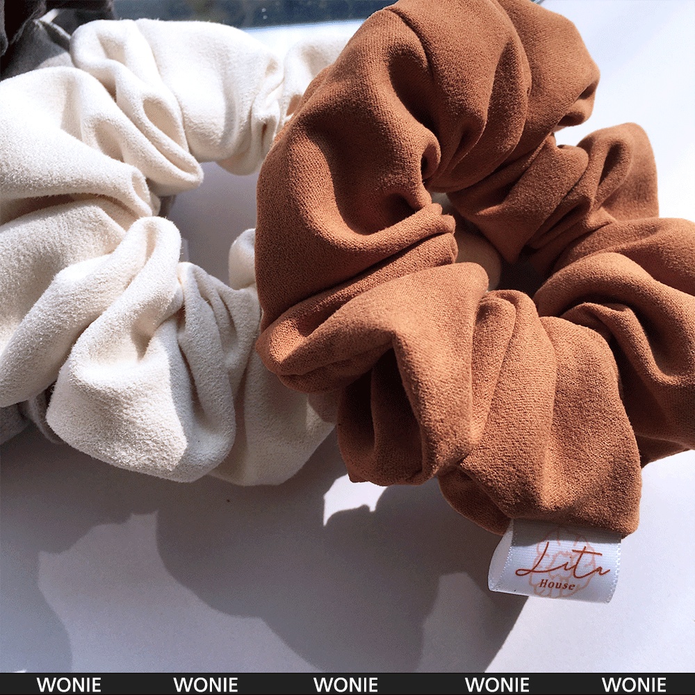 WONIE - Dây chun buộc tóc Da lộn Scrunchies Handmade