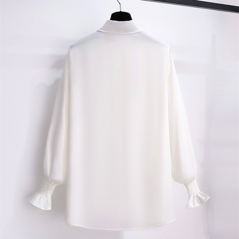 Sơ mi nữ màu trắng tay bo chun, cổ đức tiểu thư hangd quảng châu cao cấp - shopbelinh