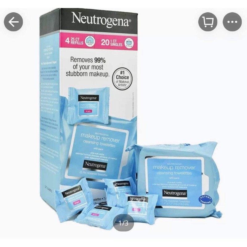 Khăn giấy tẩy trang Neutrogena Make-Up Remover Towelettes 25 miếng