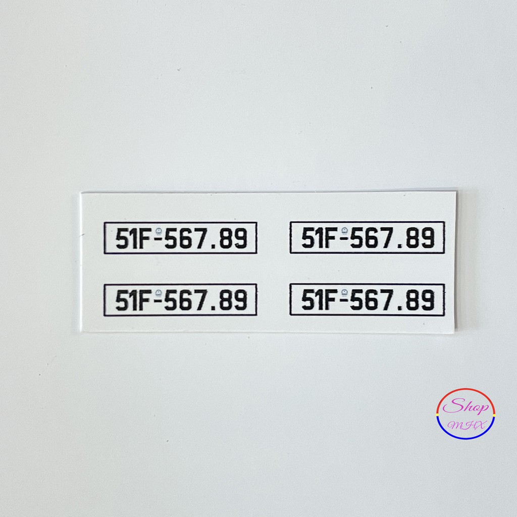 Biển Số Xe Mô Hình Đủ Các Tỉ Lệ Giấy Cứng Ép Decal Bóng Bóc Dán