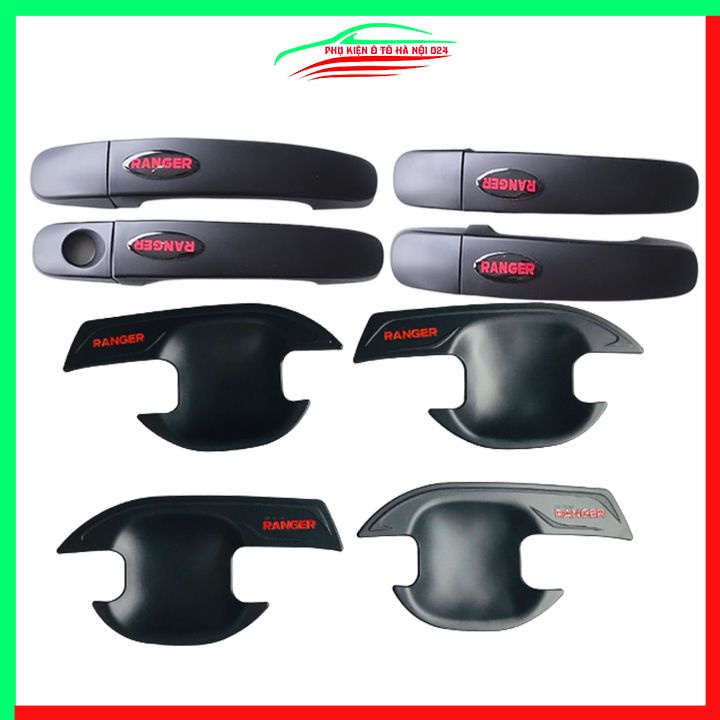 Ốp tay hõm nhựa đen Ranger 2016-2021 sáng bóng chống trầy bảo vệ cửa xe ô tô