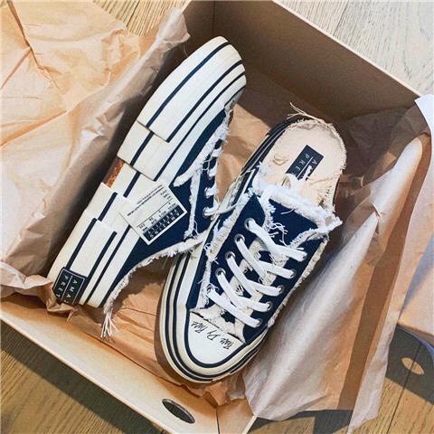 Giày sục viền rách mác xịn dáng thể thao đế độn hợp thời trang