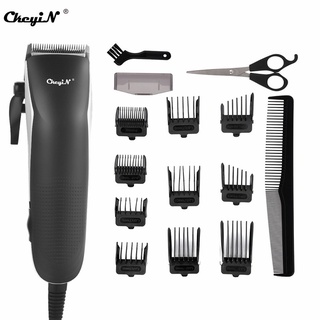 Tông đơ cắt tóc CkeyiN chạy điện dáng chữ R kèm 10 đầu lược phụ kiện cao cấp dành cho nam