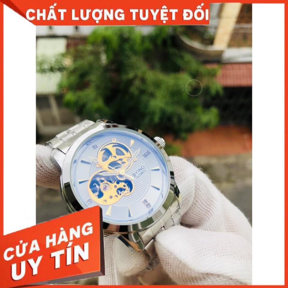 đồng hồ nam chính hãng BYINO dây thép automatic lộ máy (tặng kèm hộp)