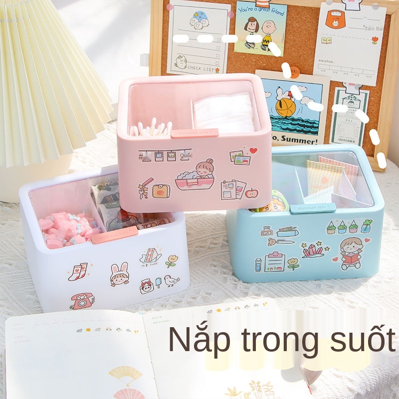 Hộp đựng tăm bông, bông đựng mỹ phẩm có nắp, bàn trang điểm, đựng mỹ phẩm, hộp đựng đồ đa năng chống bụi, bộ trang điểm