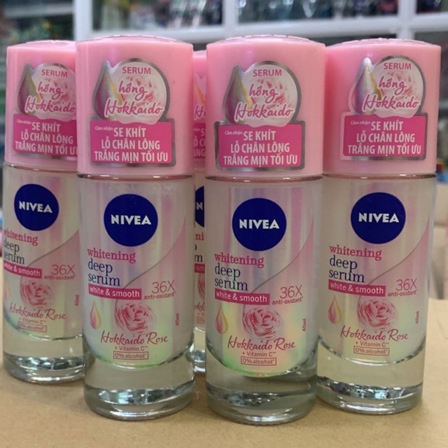 Lăn ngăn mùi NIVEA serum giúp dưỡng trắng chuyên sâu hương hoa hồng Hokkaido mầu hồng nhạt