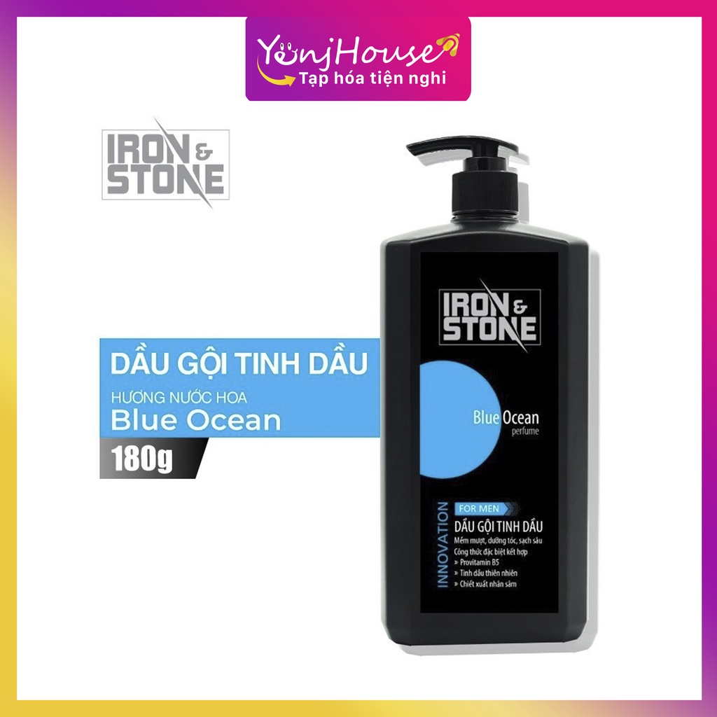 DẦU GỘI ĐẦU TINH DẦU IRON&STONE INNOVATION HƯƠNG BLUE OCEAN DÀNH CHO NAM DUNG TÍCH 180ML - YENJHOUSE