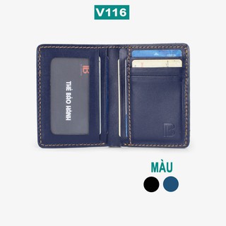 Ví mini nam V116 cao cấp- Ví nam nhỏ gọn da bò Nappa, 2 màu lựa chọn-Da thật, thương hiệu Bụi leather-BH 24 tháng