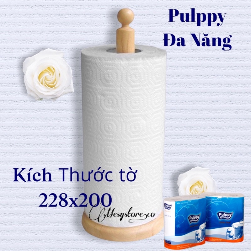 Combo 2 Cặp Giấy Bếp Pulppy Cuộn 205 tờ Khăn Giấy Đa Năng Thấm Dầu Mỡ Siêu Dai