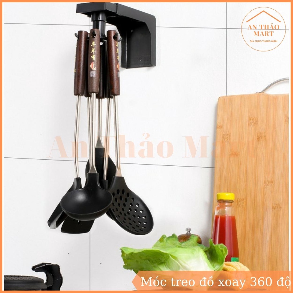 Móc Treo Đồ Nhà Bếp 6 Móc Đa Năng Có Thể Xoay 360 Độ Siêu Chịu Lực