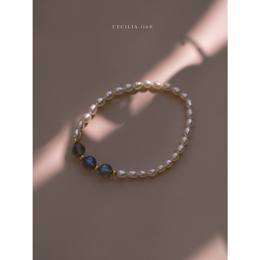 [Hàng Mới Về] Vòng Tay Đính Đá Mặt Trăng Xanh Dương Cá Tính Thời Trang Mùa Hè Dành Cho Nữ