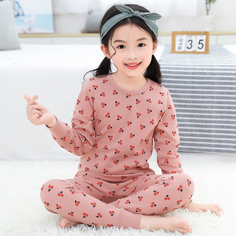 Bộ Đồ Ngủ Tay Dài Chất Liệu Cotton 100-160cm Thời Trang Xuân Thu Cho Bé