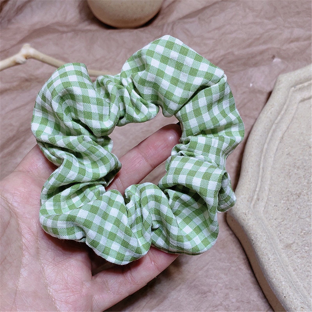 Dây buộc tóc vải sọc caro xinh xắn cho nữ