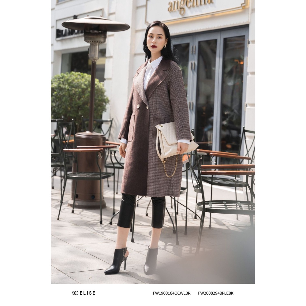 [Hiệu Elise] Quần da đen khóa túi thiết kế Elise FW2008294BPLEBK - có ảnh thật