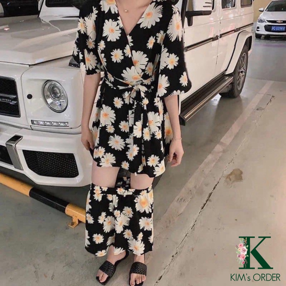 Set jumpsuit hoạ tiết mùa hè loại 1 tặng quần đùi hoạ tiết