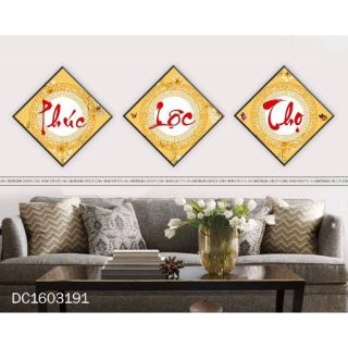 Bộ 3 tranh canvas Phúc_Lộc_Thọ 40x40 kèm khung