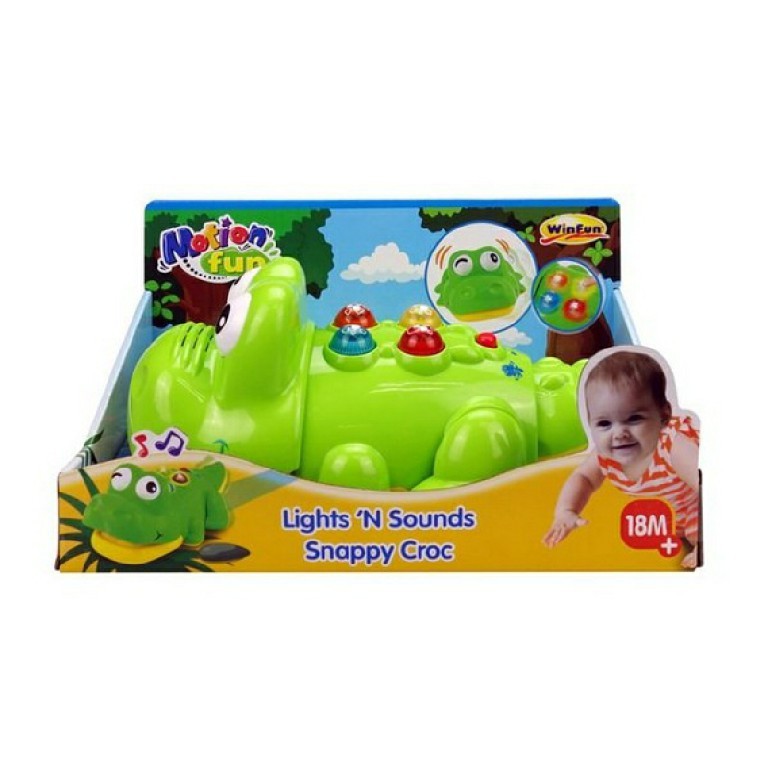 Cá sấu giúp bé tập bò có đèn nhạc, lắc đầu và vẫy đuôi khi di chuyển giúp bé vui chơi và vận động Winfun 0696
