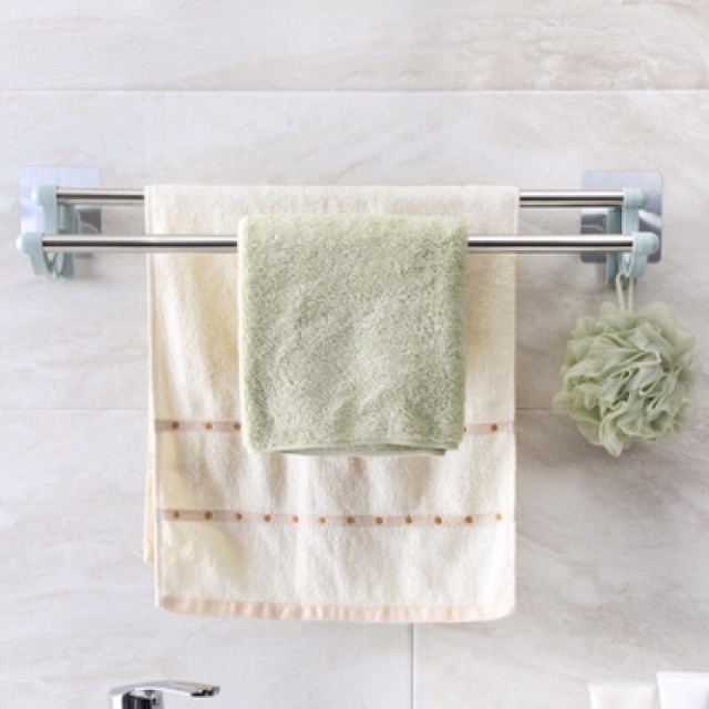 Giá đôi treo khăn dán tường nhà tắm 55cm, thanh móc treo khăn tắm, móc khăn