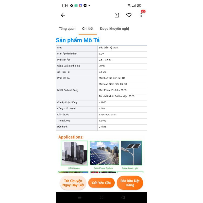 Pin lithium S168 3.2v 70ah xả max tức thời 700a