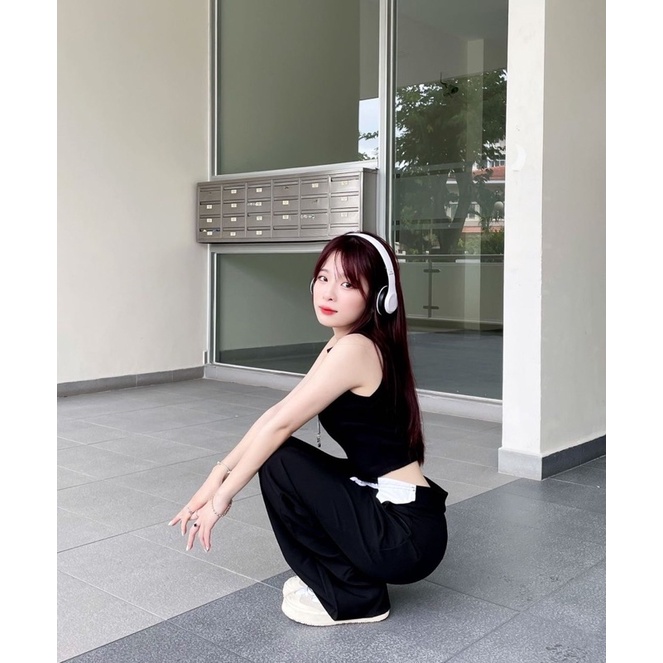SET ÁO BA LỖ  ĐEN+  QUẦN TÂY PHỐI CỘT DÂY - Kèm Ảnh Sàn