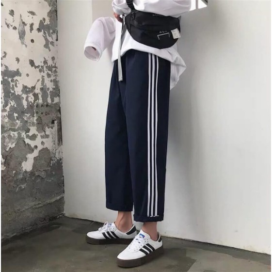 Quần 3line Ống Rộng Nam Nữ Unisex - Chất Umi Cao Cấp , Quần Ống Suông Phối 3 Sọc Trắng Phong Cách Thể Dục - MAY Fashion