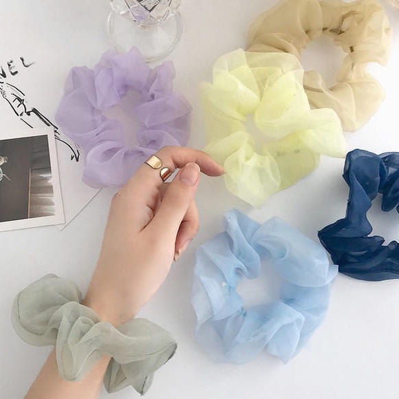 Buộc tóc nữ lưới màu trơn co giãn thời trang hàn quốc
