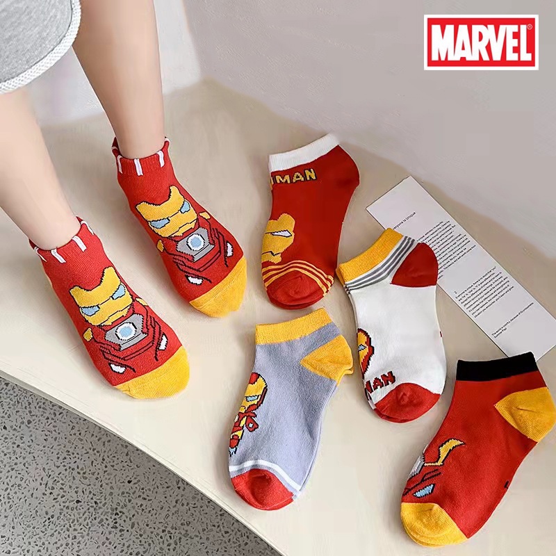Set 5 Đôi Vớ Cotton In Hình Siêu Anh Hùng Marvel Cho Bé