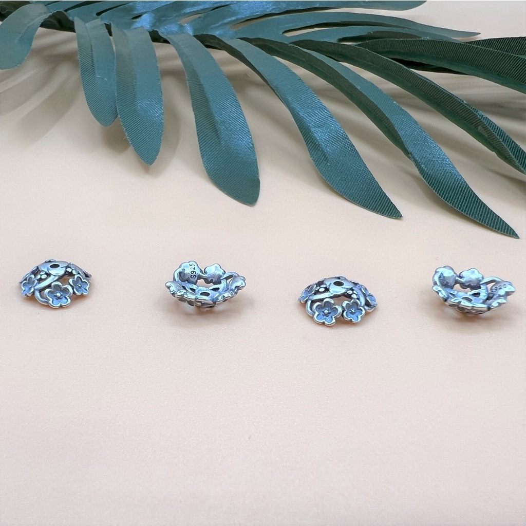 Charm ốp hạt bạc thái hình hoa văn nổi cỡ lớn - Charm Bạc 925 - Mã CA074