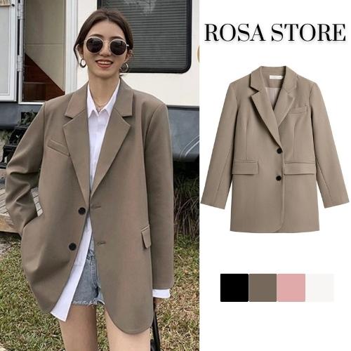 Áo khoác Blazer dáng rộng tay dài 2 lớp phong cách Hàn Quốc thời trang cho Nữ