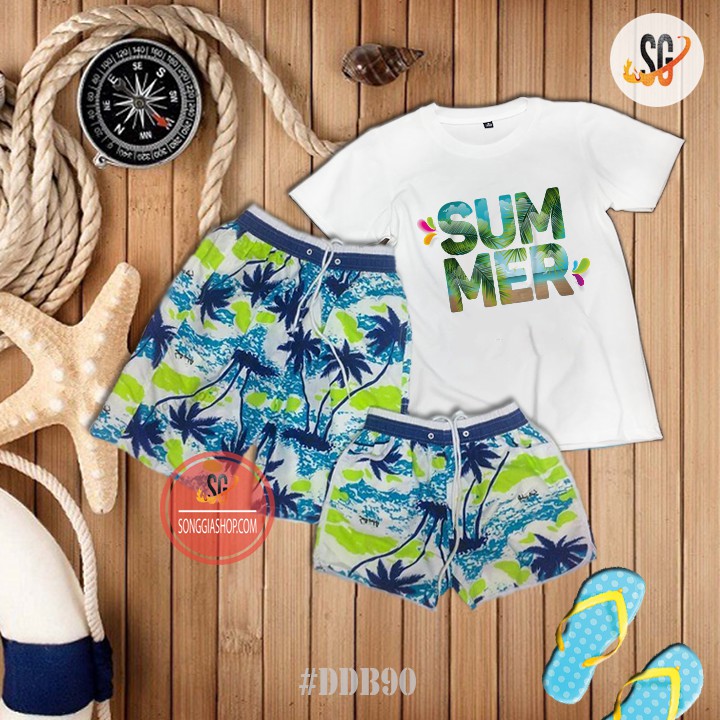 Quần đi biển cặp đôi nam nữ hội nhóm Quần short đùi gia đình đi biển cây dừa, nhanh khô QDB08 | SG | BigBuy360 - bigbuy360.vn