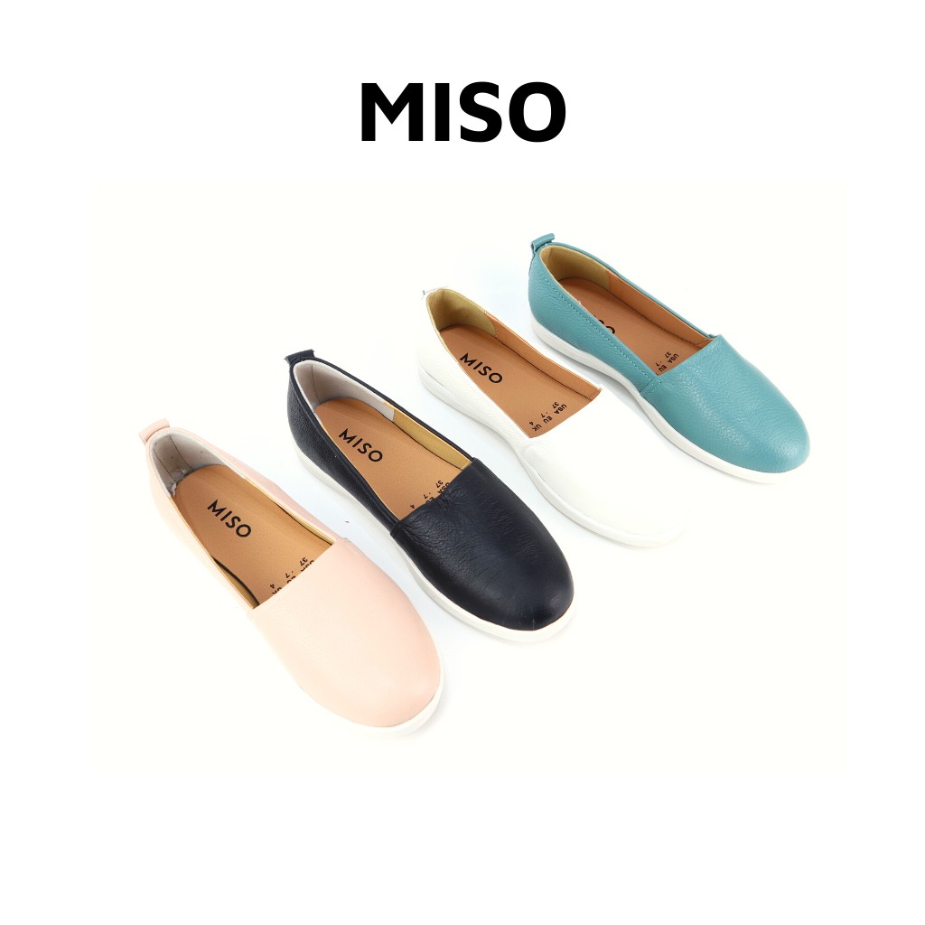 Giày slipon nữ thời trang đế bằng basic da thật êm mềm ôm chân đi làm đi chơi dạo phố du xuân MISO M038