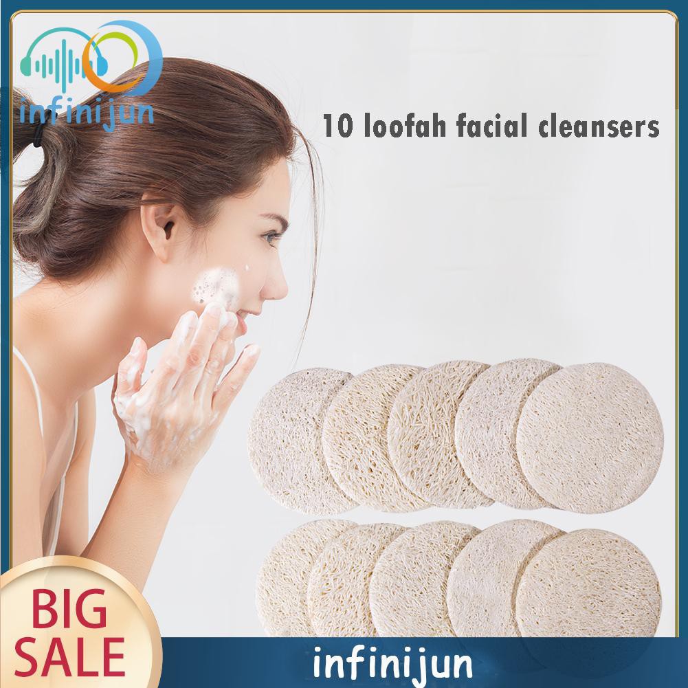(Hàng Mới Về) Set 10 Miếng Bông Tắm Bằng Xơ Mướp Tự Nhiên