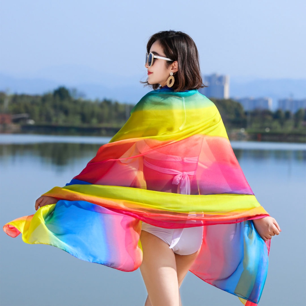 [Trang Sức Đẹp] [Khăn Choàng Lụa Voan Siêu Lớn] Khăn Choàng Lụa Chiffon Phiên Bản Hàn Quốc Dùng Đi Biển Mùa Xuân Thu Đi Biển Chống Nắng Phù Hợp Cho Nữ Đi Biển