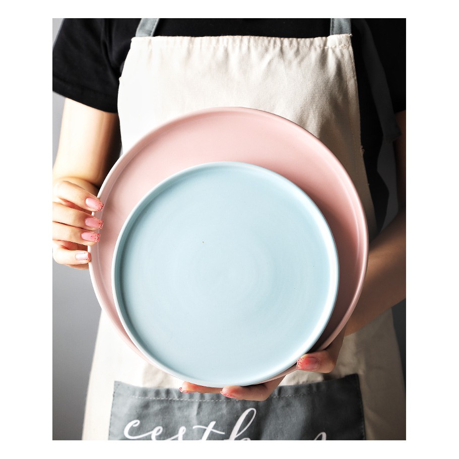 (SẴN) Đĩa tròn phẳng màu pastel phong cách Bắc Âu - Sứ cao cấp, hàng xuất Âu | BigBuy360 - bigbuy360.vn