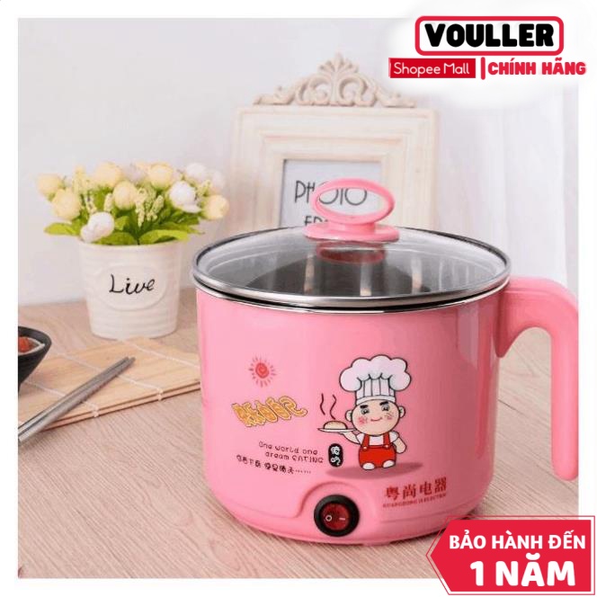 Nồi Lẩu Điện Ca Mì Vouller Mini Tiện Dụng 18Cm 2 Lớp Kèm Xửng Hấp Inox