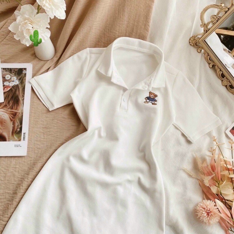 Đầm thêu gấu cổ polo - S6UP