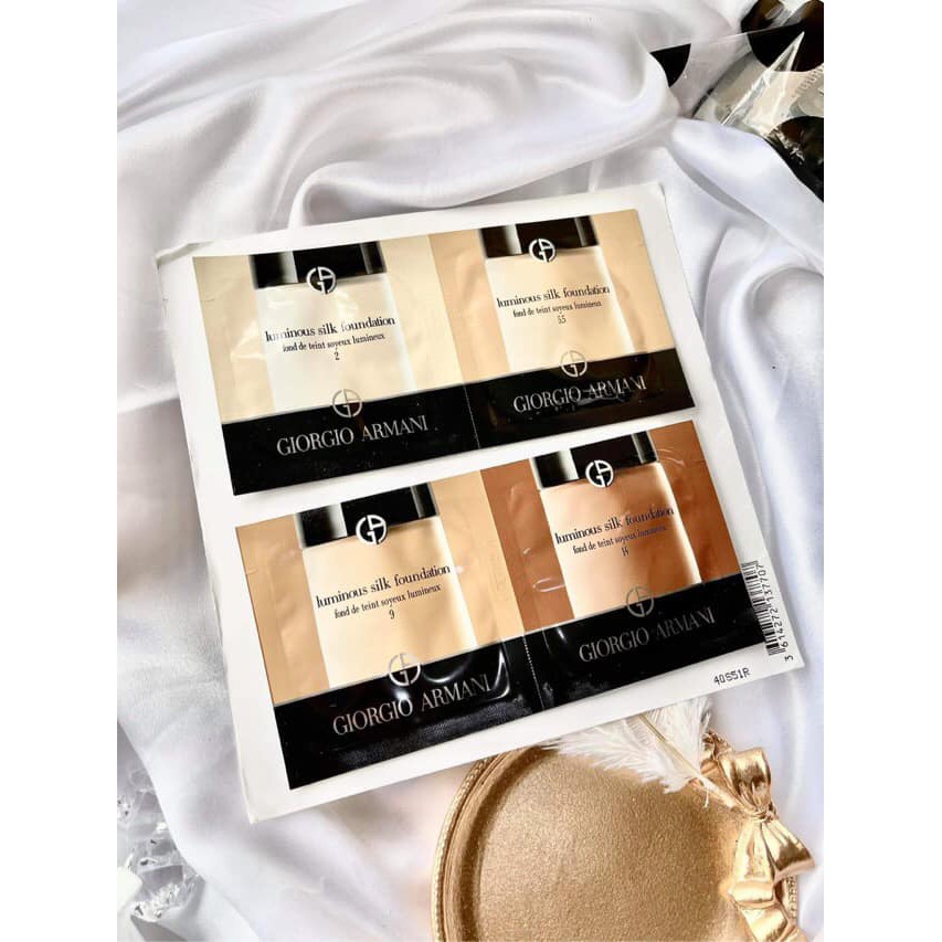 bảng mẫu thử kem nền Armani Luminous silk foundation