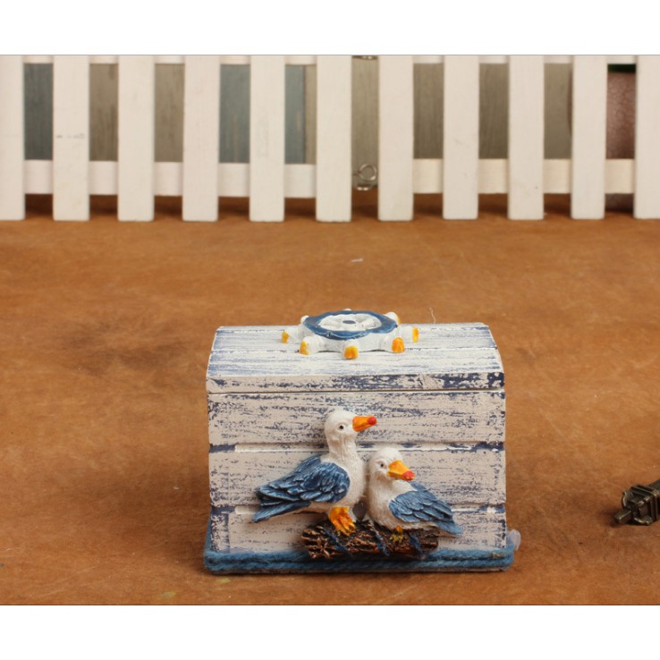 Bộ hộp gỗ chủ đề về Biển Địa Trung Hải phong cách Vintage nhỏ xinh