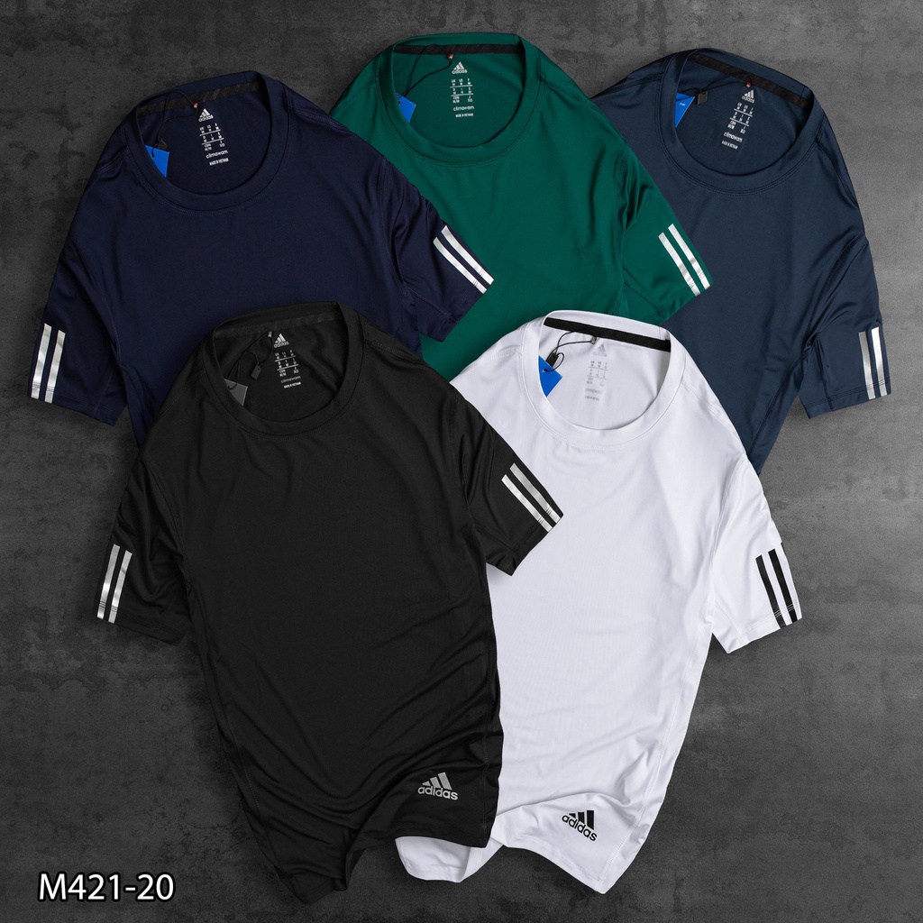 Áo thun nam thể thao vải tiêu Adidas M42120 - in logo + viền tay 3 sọc
