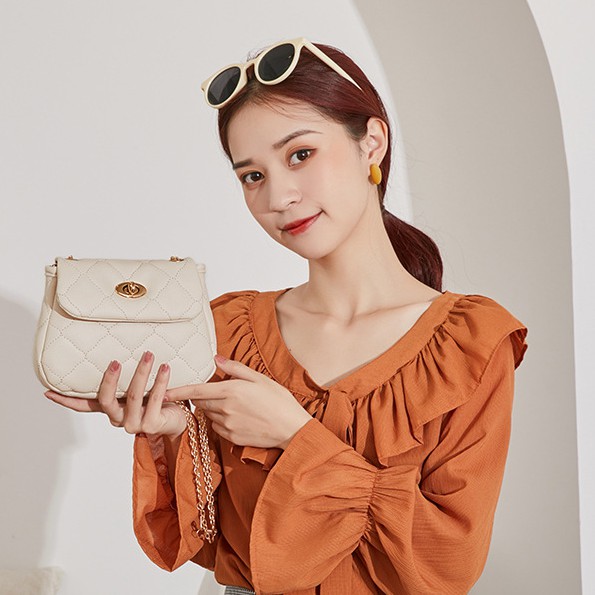 Túi xách nữ đeo chéo ulzzang dự tiệc đựng ĐTDĐ da mềm khóa ngang nhiều màu cực nữ tính(TT2159)