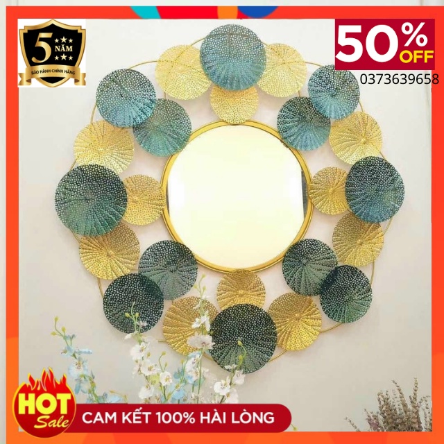 Gương Treo Tường Trang Trí Nhà Cửa Thân Kim Loại Mạ Vàng Mã 109-Gương Soi Phong Thủy -Decor Tường phong Cách Mới -80cm