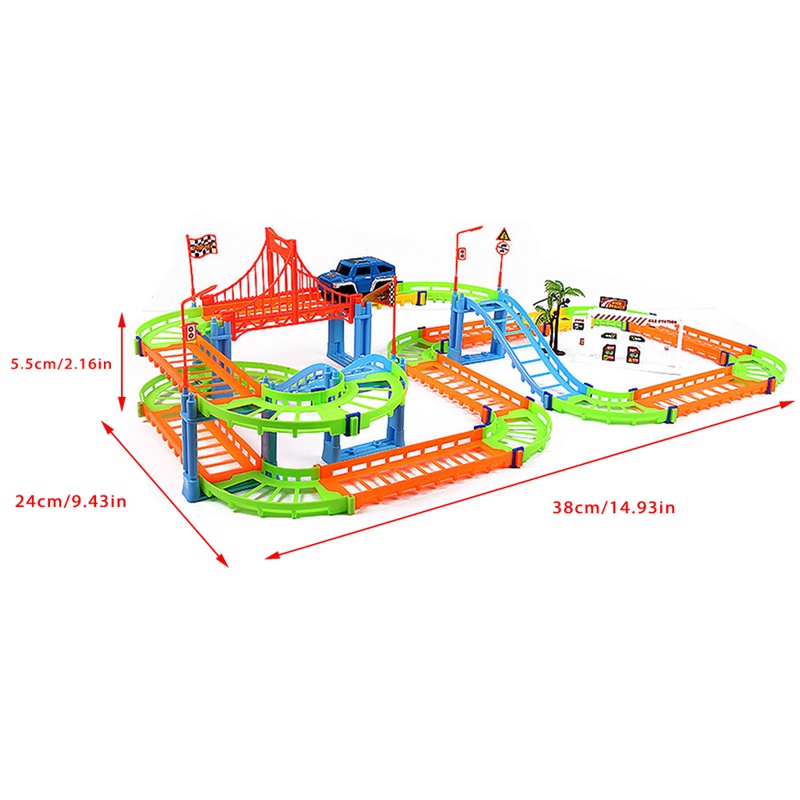 Đồ Chơi Đường Ray Xe Hơi Điện Hai Tầng Xoắn Ốc Dành Cho Trẻ Em