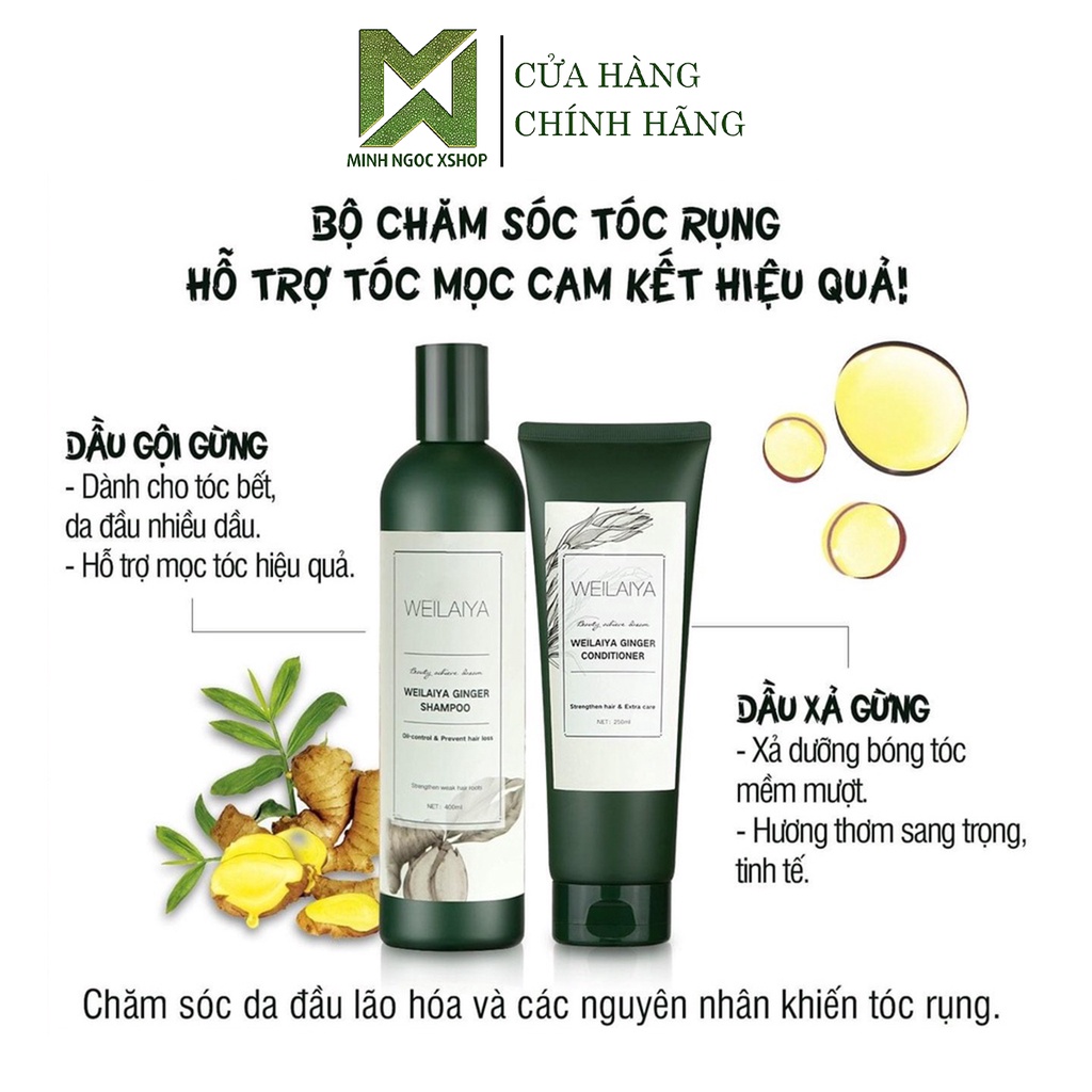 Dầu gội gừng trắng WEILAIYA GINGER SHAMPOO chống rụng kích mọc tóc 400ml