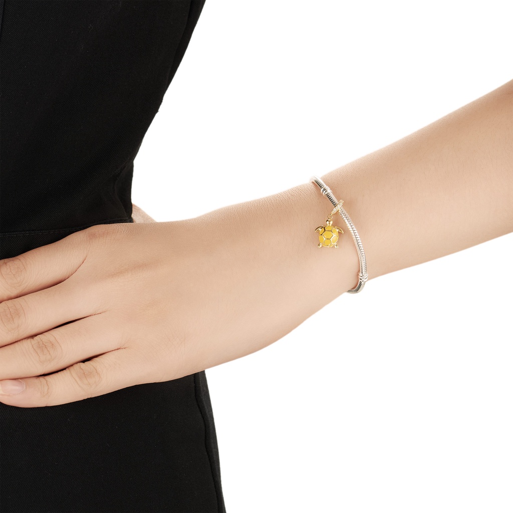 Hạt Charm bạc đính đá CZ PNJSilver rùa vàng XM00Y000006